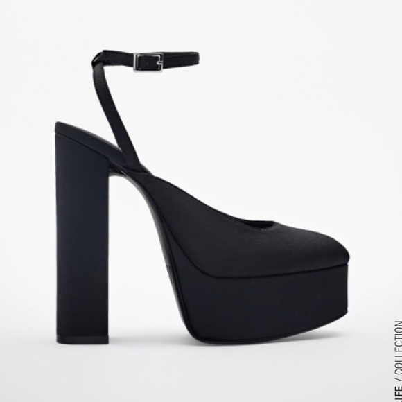 EVERYTHING MUST GO NWOT Zara Ankle Strap black Heels US6 - Picture 3 of 6